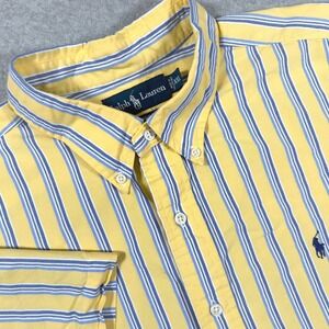 Polo Ralph Lauren Shirt Mens XXL Yellow Blue Striped Short Sleeve‎ Button Down